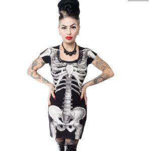 Kreepsville 666 skeleton mid thigh skeleton dress Size M